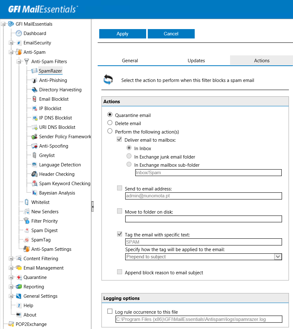 gfi mailessentials for office 365