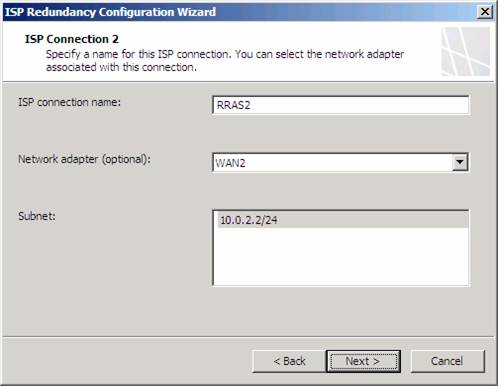 ISP Connection 2 – Configuration