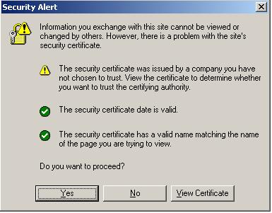 sbs '03 certificate error owa