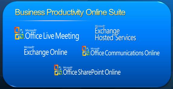 Services included in the Business Productivity Online Suite