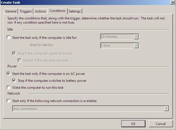 körning av uppgiftsschemaläggaren för Windows 2008