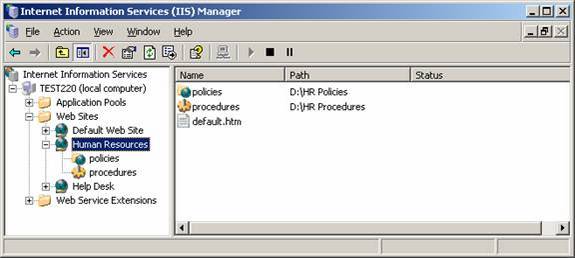 configure web server in windows 2003