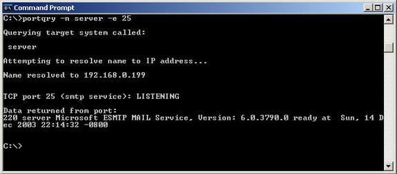 opzioni della linea di controllo di Windows 2003 Service Pack 2