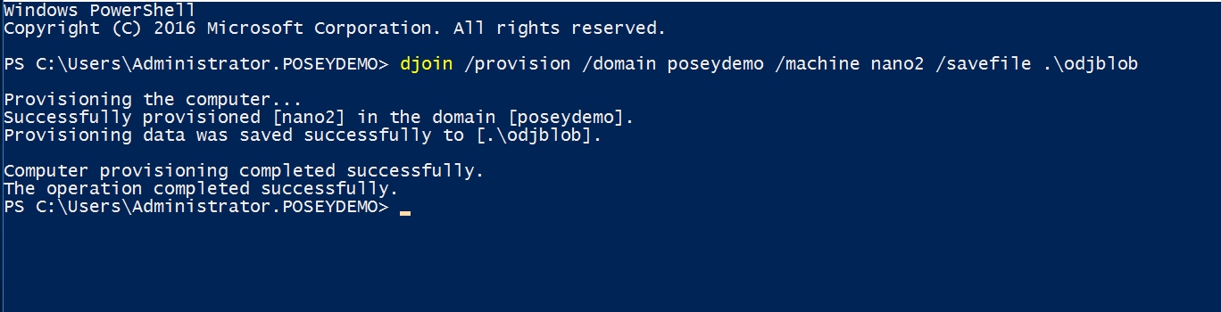 DJOIN provisioning on a Windows server