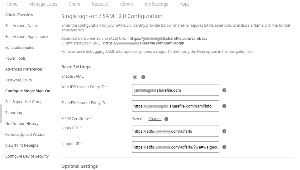 Sign out page configuration in Citrix ShareFile