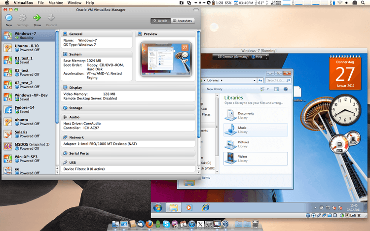 Virtualbox running on Mac OS X