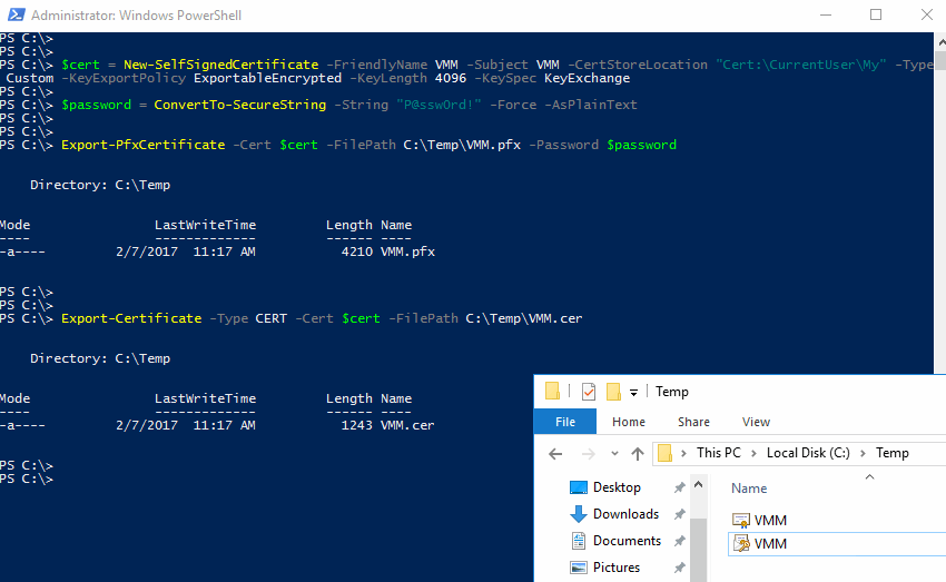 Configuring certificates in PowerShell