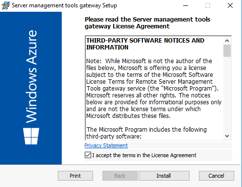 Run the Server Management Tools gateway setup wizard