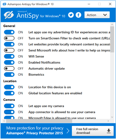 Windows 10 privacy tools