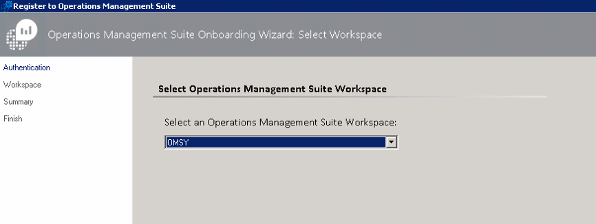 In the Workspace tab, select the OMS workspace existent.