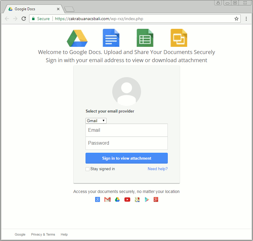 Malicious verification pages extract user login data