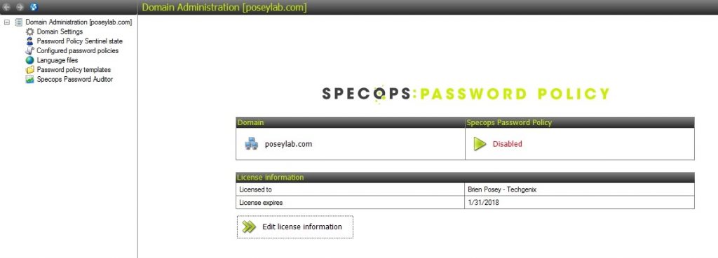 This is the Specops Password Policy administrative console.