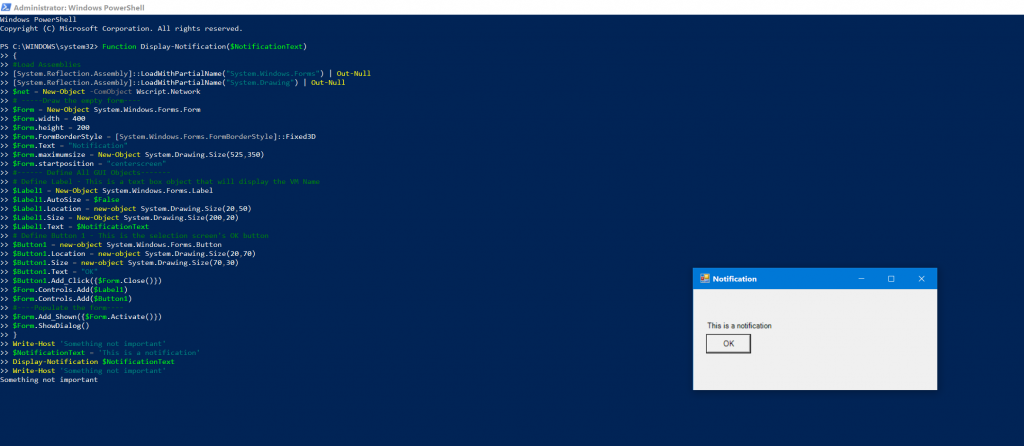 PowerShell output notifications