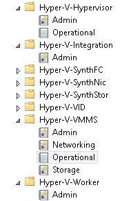 Hyper-V event logs