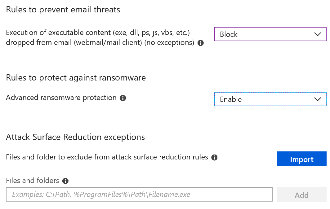 email threat settings