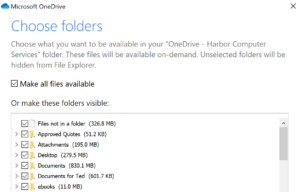 OneDrive choose folders