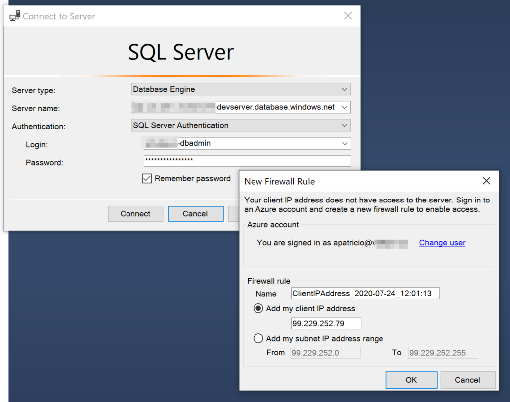 connect Azure SQL server