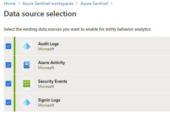 Data source selection for entity behavior analytics