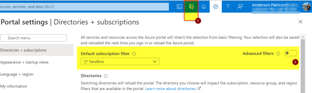 advanced filters with Microsoft Azure subscriptions