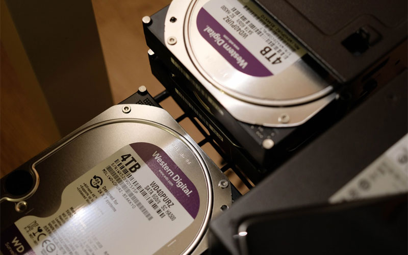 Image of a Western Digital spinning disk storage.