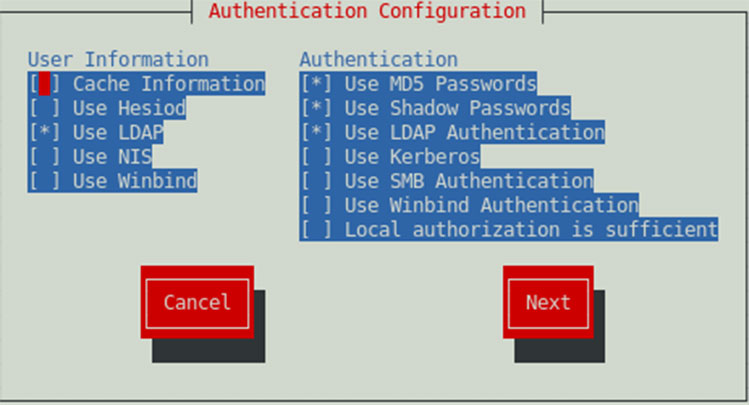 Screenshot of a BIOS screen allowing administrators to select what authentication mode is used from a list.