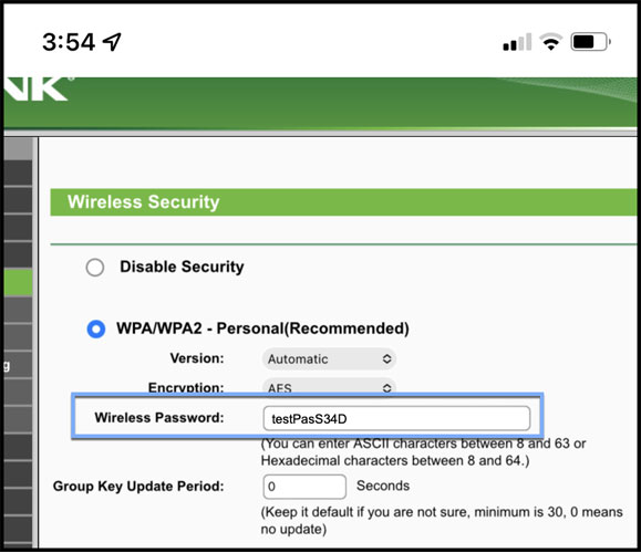 Screenshot of the TP-Link web admin UI