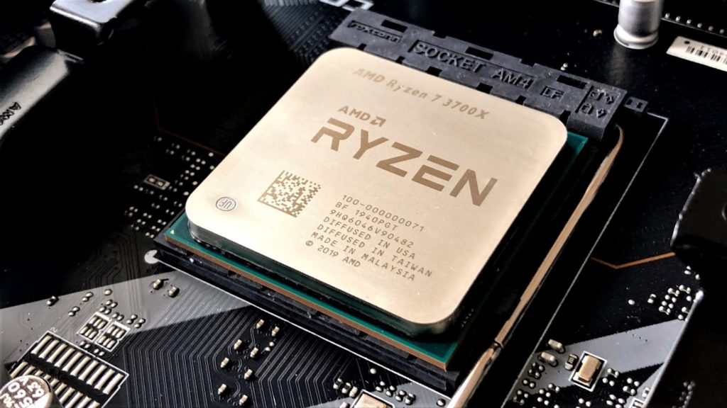 Image of the AMD Ryzen Chip in a Motherboard.