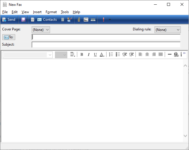 Screenshot of a windows fax window.