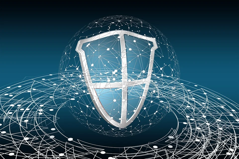 Image showing a shield icon surrounded by a network.