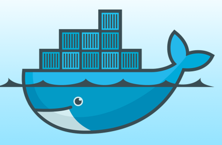 image of Docker's logo, a blue whale carrying neatly stacked shipping containers.