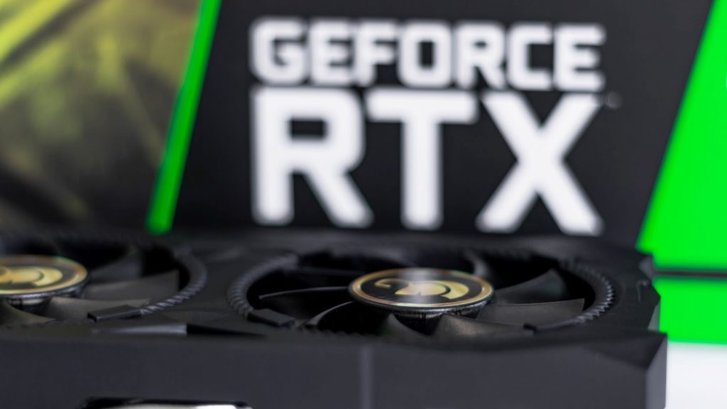 Closeup image of the Nvidia GeForce RTX graphics card