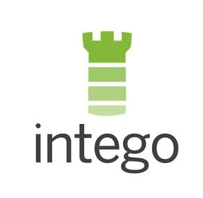A fading green colored fort with the word Intego below it in small letters.