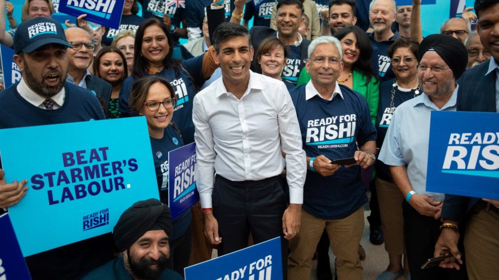 Rishi Sunak on a campaign trail for UK parliament.