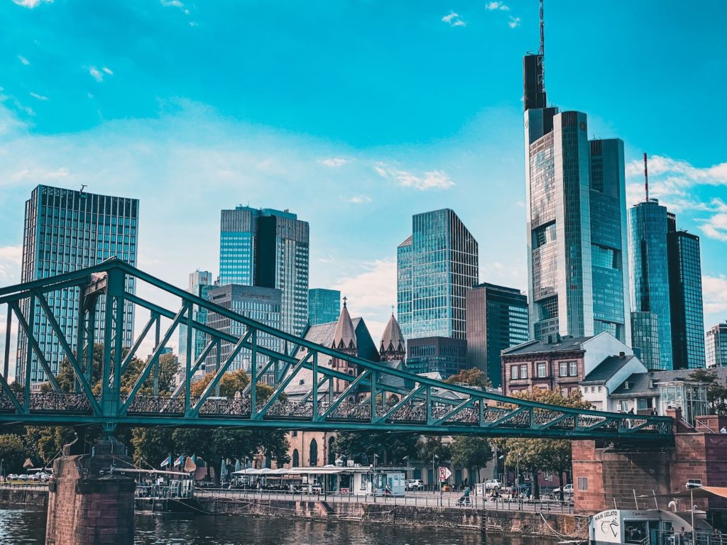 An image of the skyline of Frankfurt, Germany.