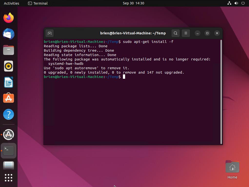 A screenshot of a Linux virtual machine finalizing the PowerShell deployment process.