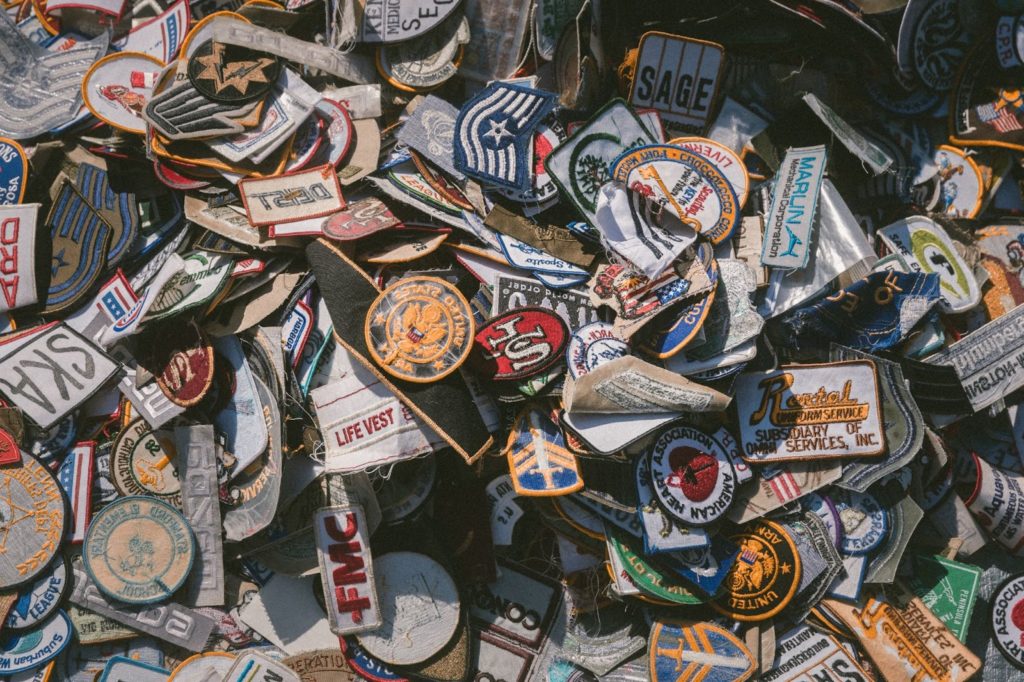 A massive assortment of jacket patches.
